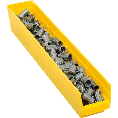 GLOBAL INDUSTRIAL Shelf Storage Bin, Polypropylene, 4 in H, Yellow 184841YL